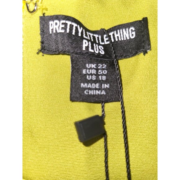 Chartreuse Satin Corset Top Ruched Bust PrettyLittleThing Size 18 - Picture 6 of 6